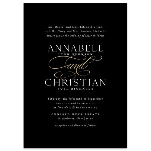 Timeless Classic Foil Wedding Invitations Gold Midnight Signature Blank No Standard