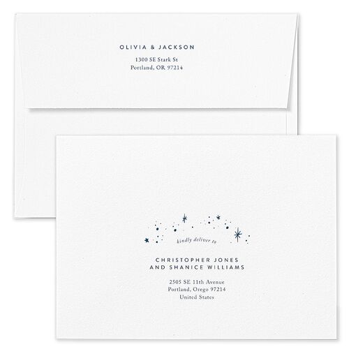 Starry Night Wedding Invitation Envelopes Kraft Moody Blue Return Address Standard Signature