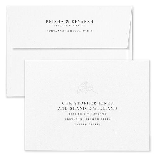 Baby's Breath Wedding Invitation Envelopes Blue Mist Recipient Address Standard Signature