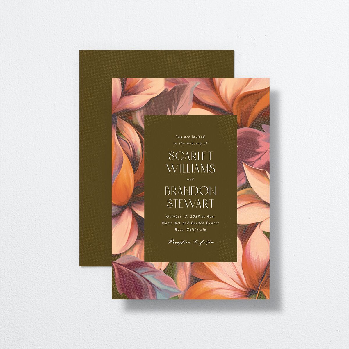 Falling In Love Wedding Invitations front-and-back in multi-color