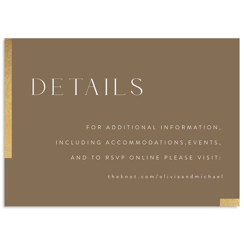 Bar Accent Wedding Event Detail Cards Gold Sepia Signature Standard