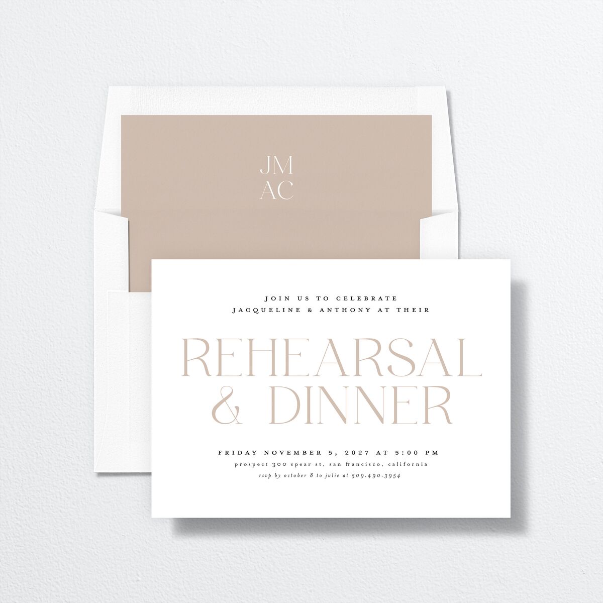 Elegant Nuptials Rehearsal Dinner Invitations Pure White Signature