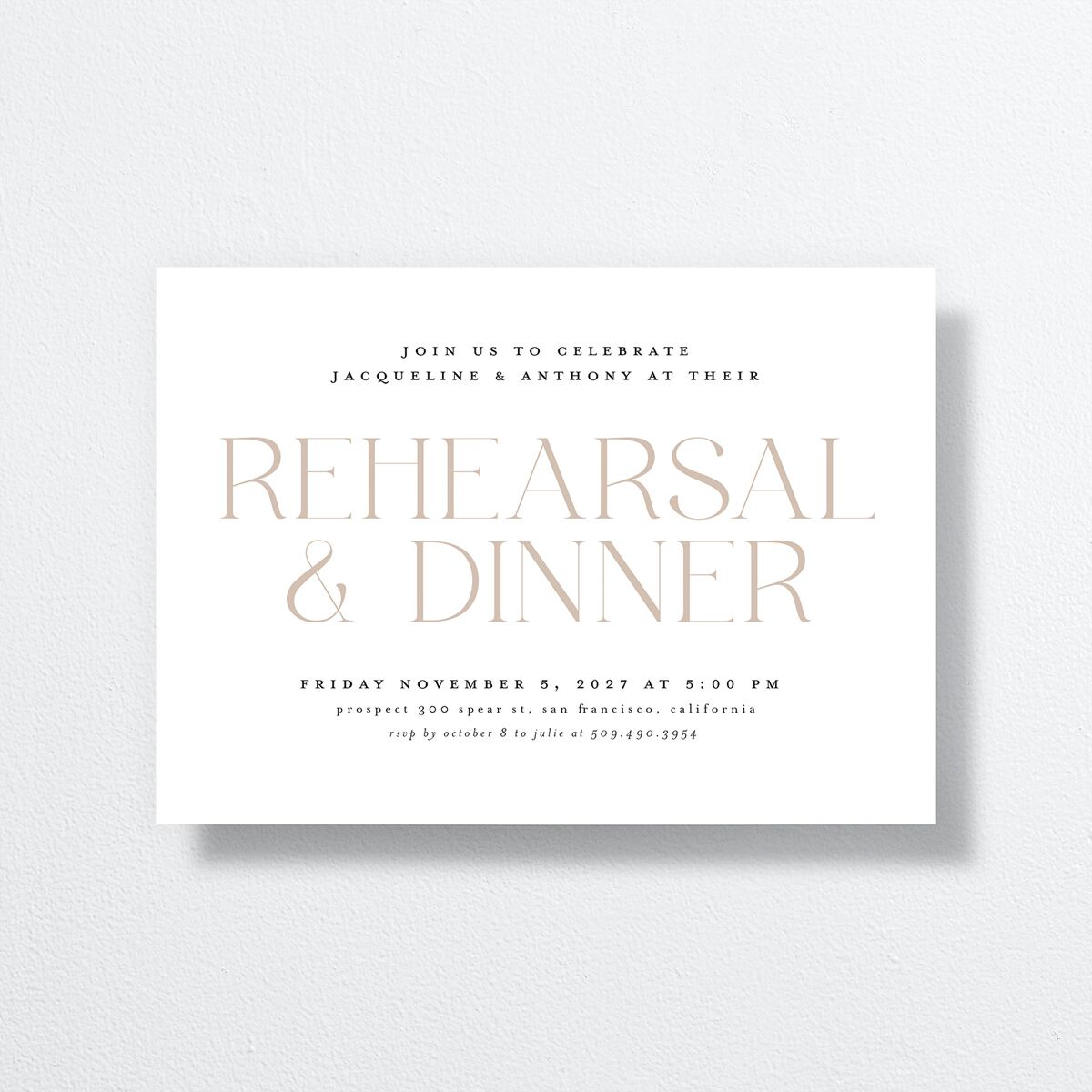 Elegant Nuptials Rehearsal Dinner Invitations Pure White Signature