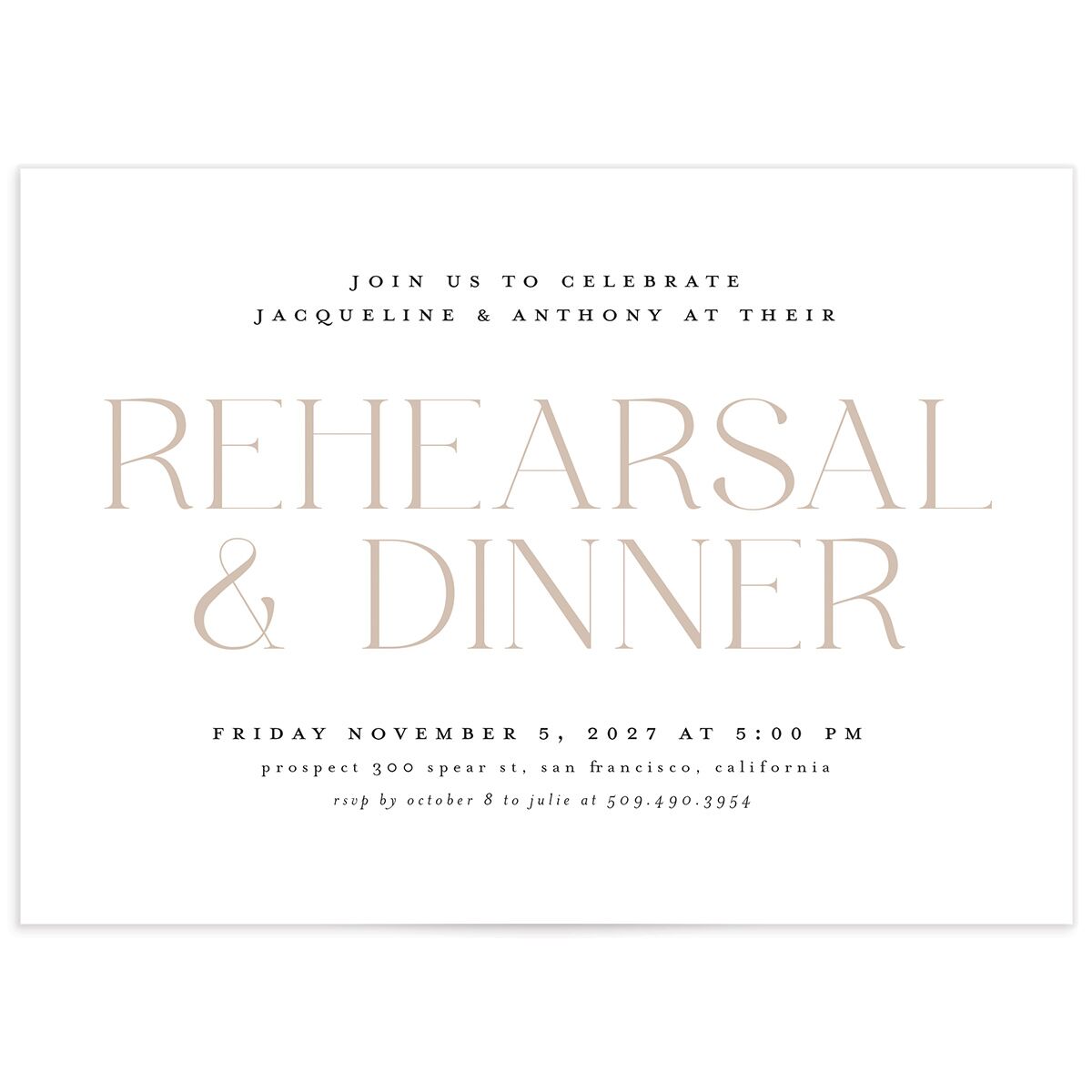 Elegant Nuptials Rehearsal Dinner Invitations