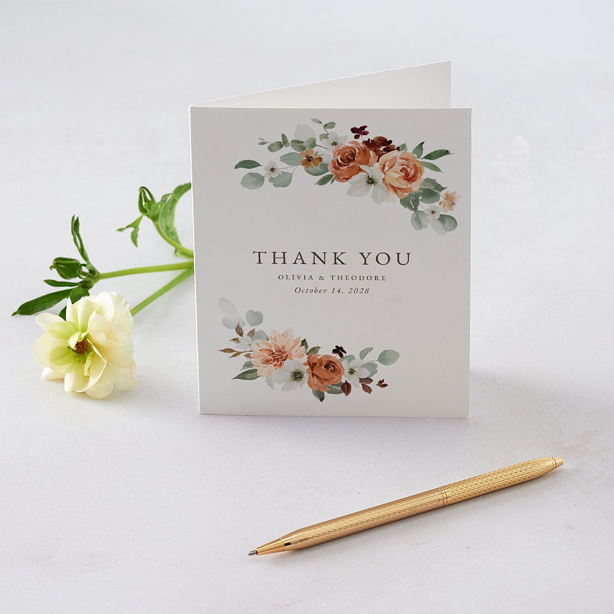 Eucalyptus Bouquet Thank You Cards Terracotta