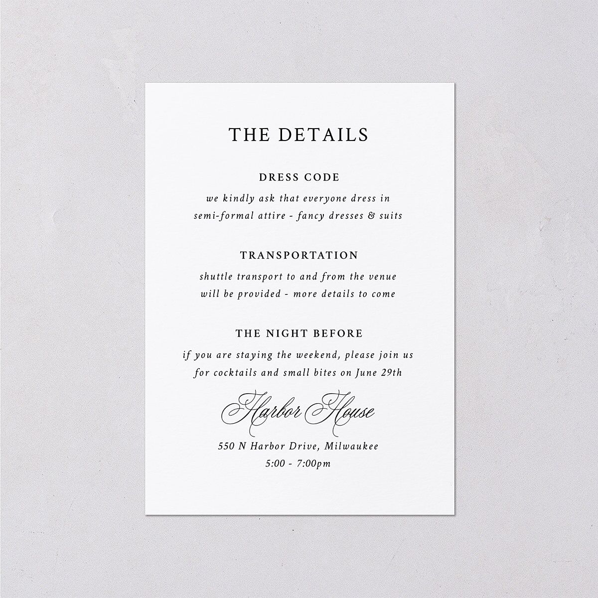 Your Own Classic Italian Venue Wedding Enclosure Cards Pure White Signature Standard