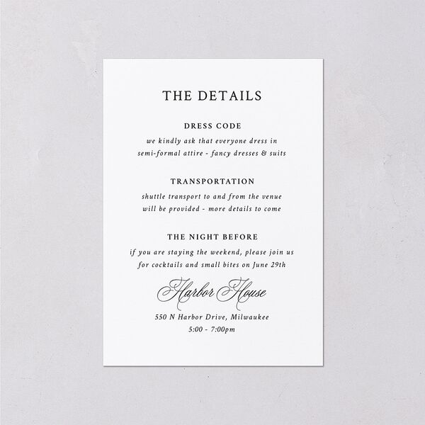 Your Own Classic Italian Venue Wedding Enclosure Cards Pure White Signature Standard