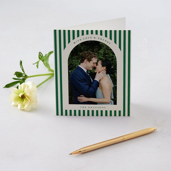 Classic Holiday Stripes Thank You Cards Jewel Green
