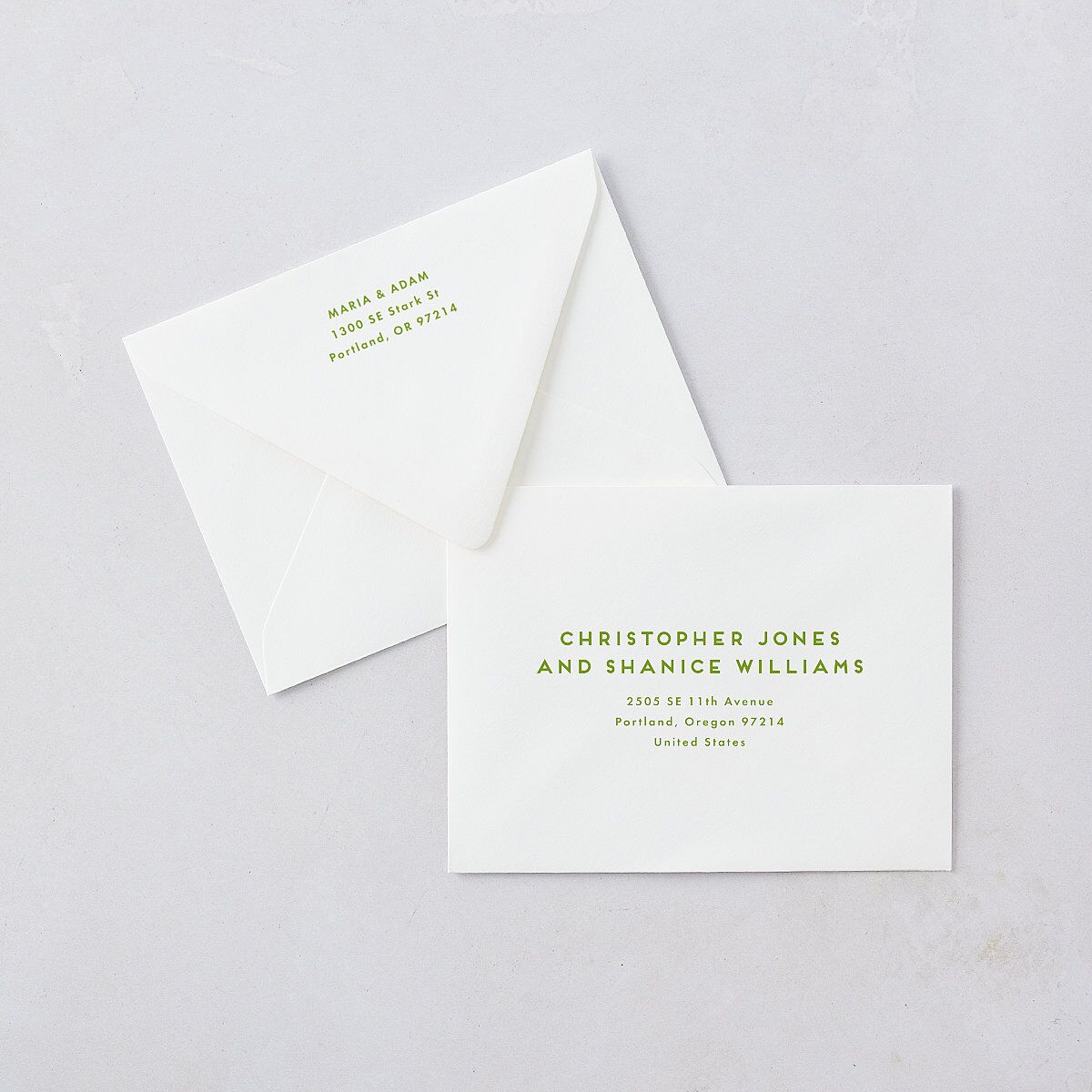 Eclectic Vintage Stripes Thank You Card Euro Envelopes White Linen Both Recipient and Return Addresses Luxe Signature