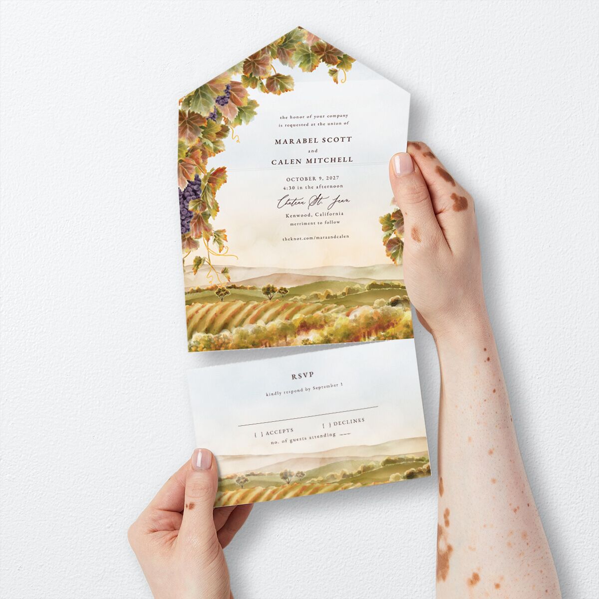 Romantic Vineyard All-in-One Wedding Invitations card-and-rsvp