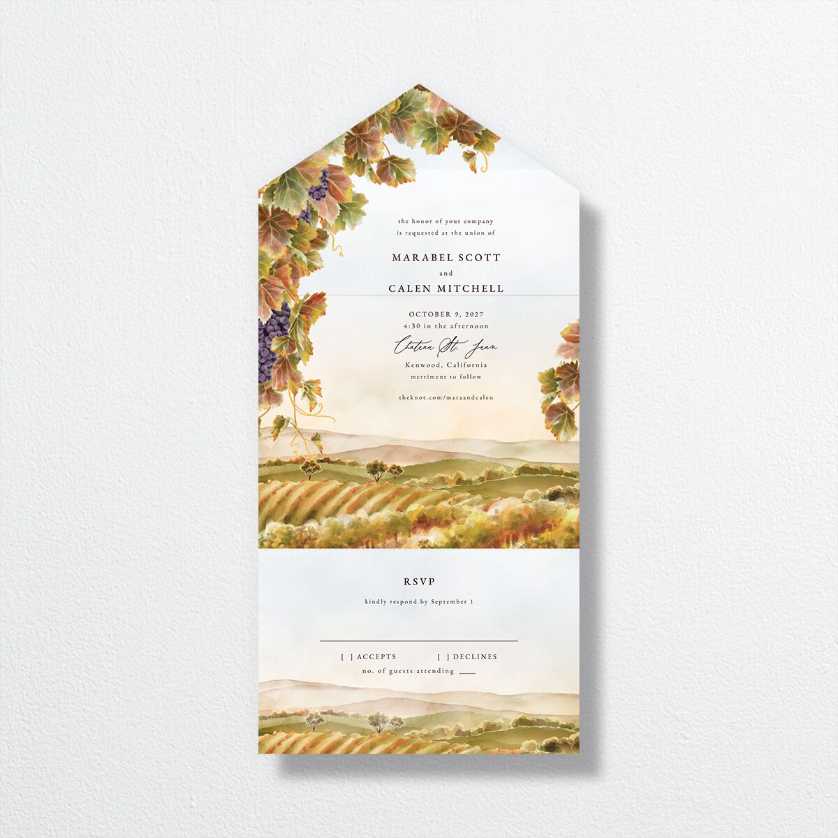 Romantic Vineyard All-in-One Wedding Invitations front