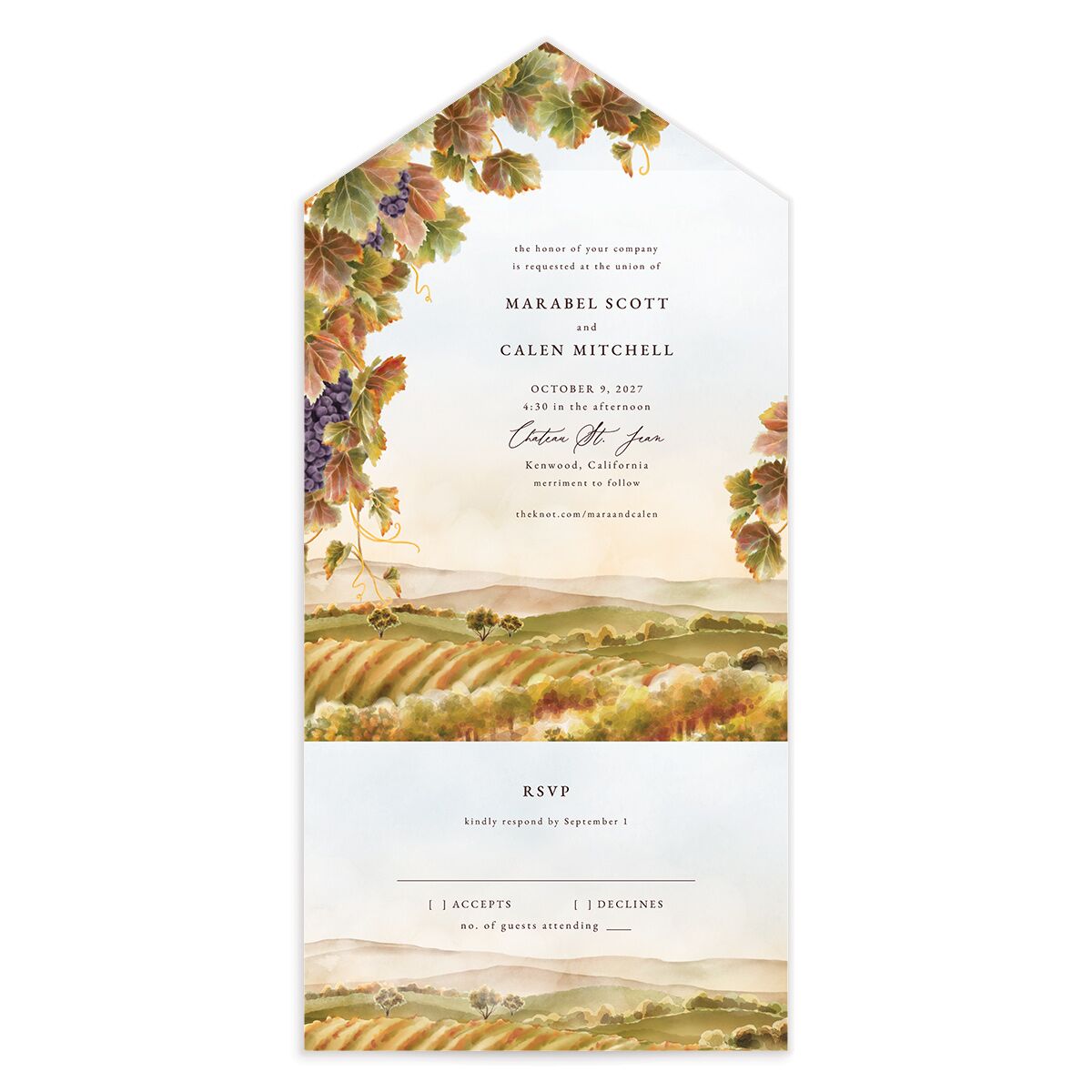 Romantic Vineyard All-in-One Wedding Invitations