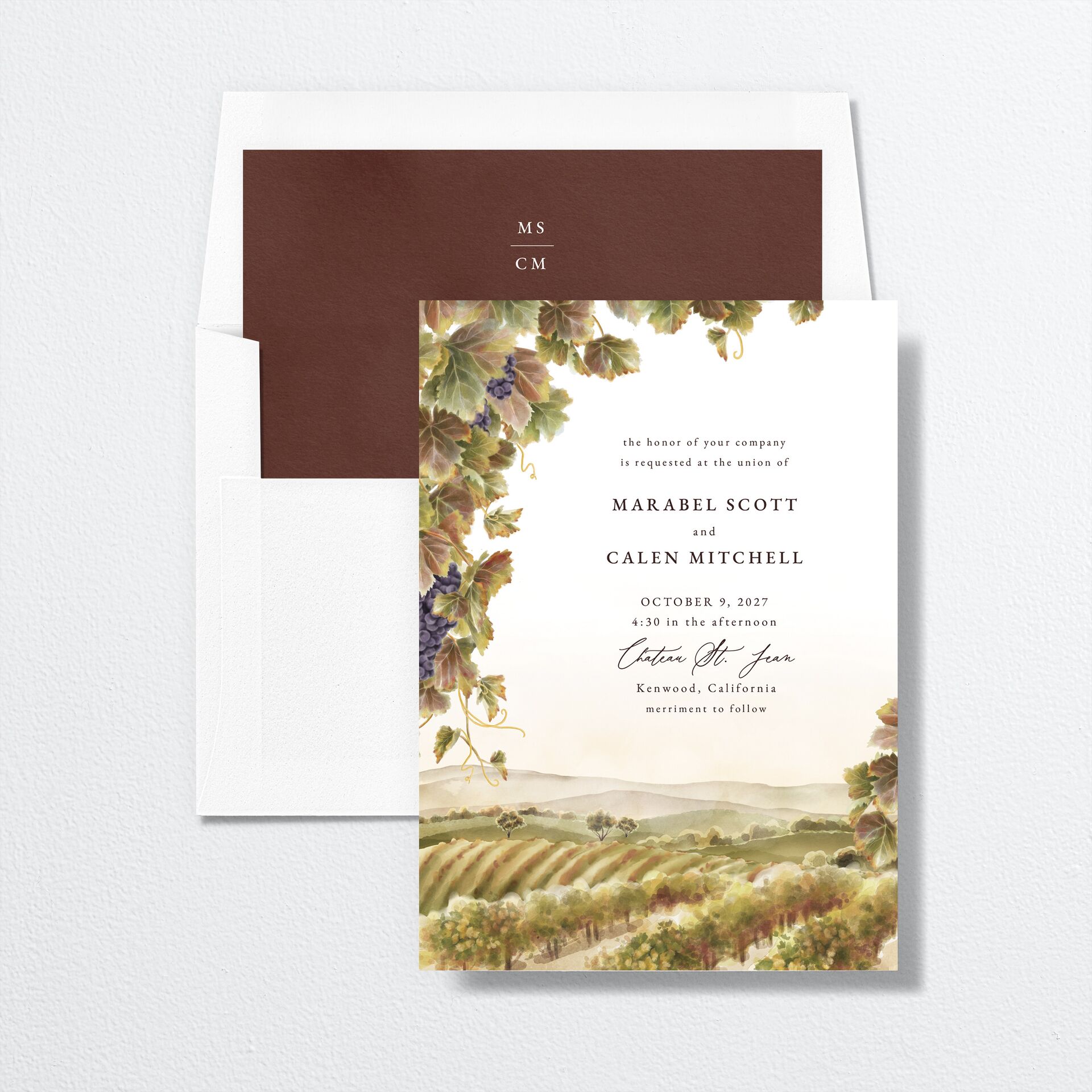 Romantic Vineyard Envelope Liners — view 1