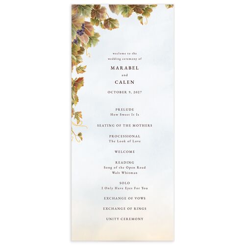 Romantic Vineyard Wedding Programs - 