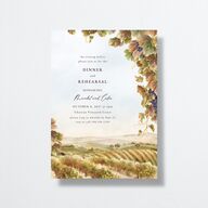 Romantic Vineyard Rehearsal Dinner Invitations Rust Signature