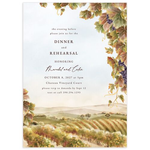 Romantic Vineyard Rehearsal Dinner Invitations - 
