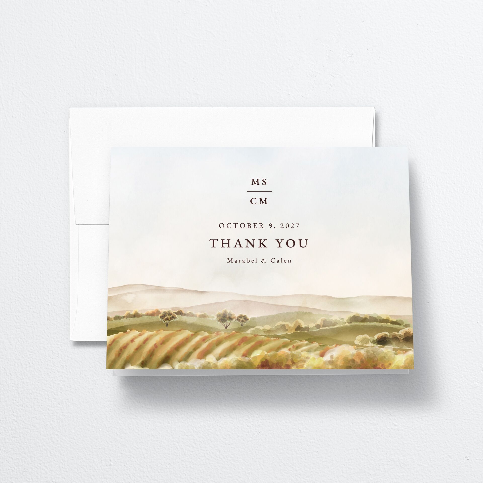 Romantic Vineyard Thank You Cards — view 1