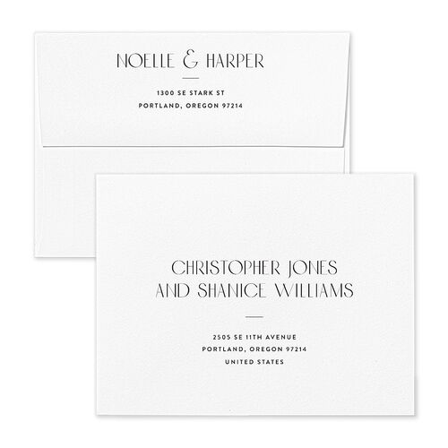 Vintage Nouveau Floral Save the Date Magnet Envelopes White Purple Haze Both Recipient and Return Addresses Signature Standard