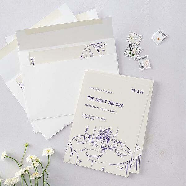 Hand Drawn Recipe Rehearsal Dinner Invitations Sapphire Signature Blank Standard