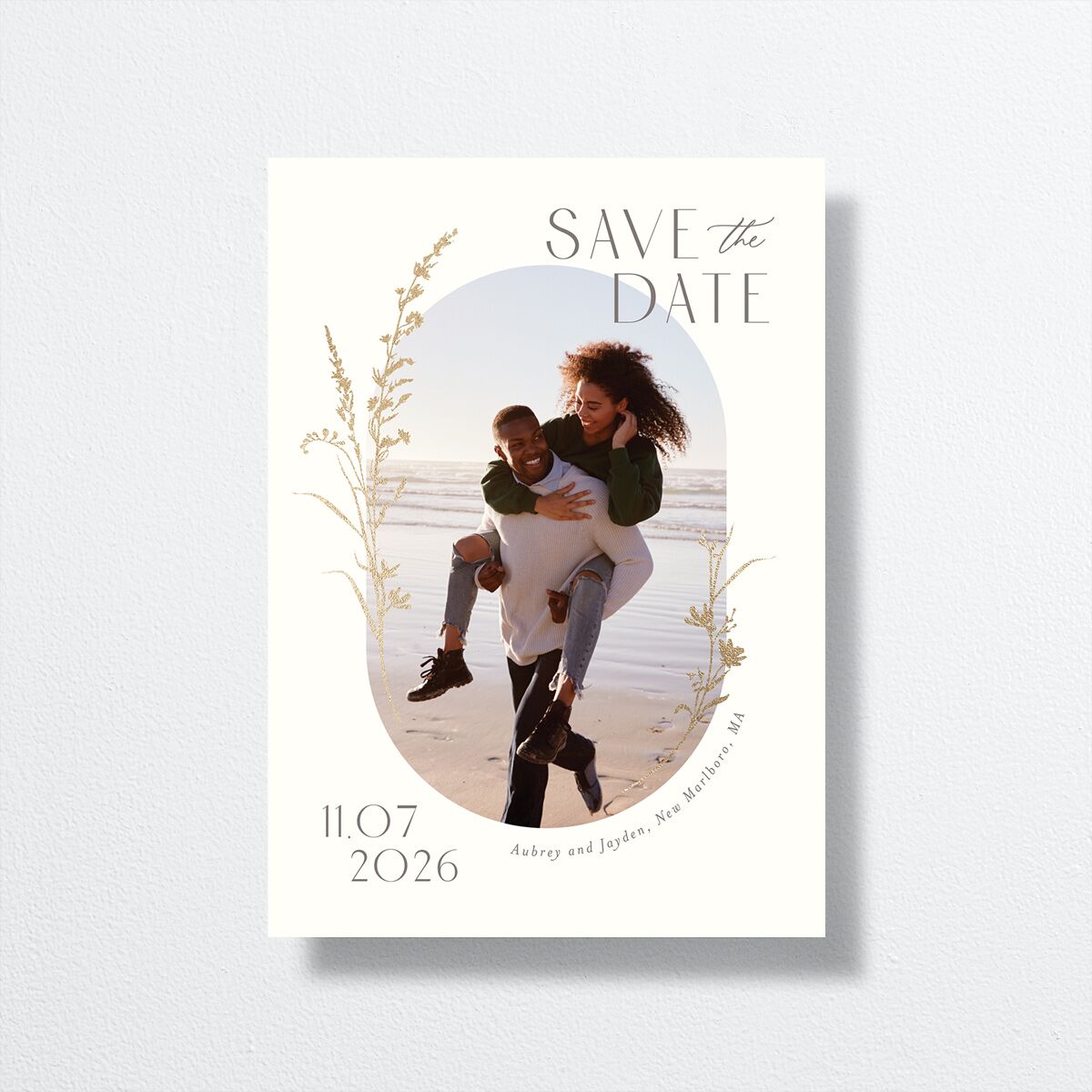 Minimal Wildflower Save the Date Cards front