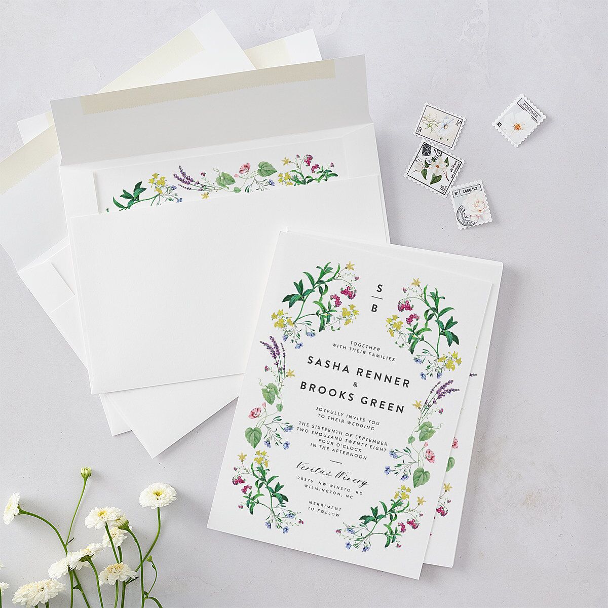 Enchanted Wildflower Wedding Invitations Sheer Lilac Signature Blank No Standard