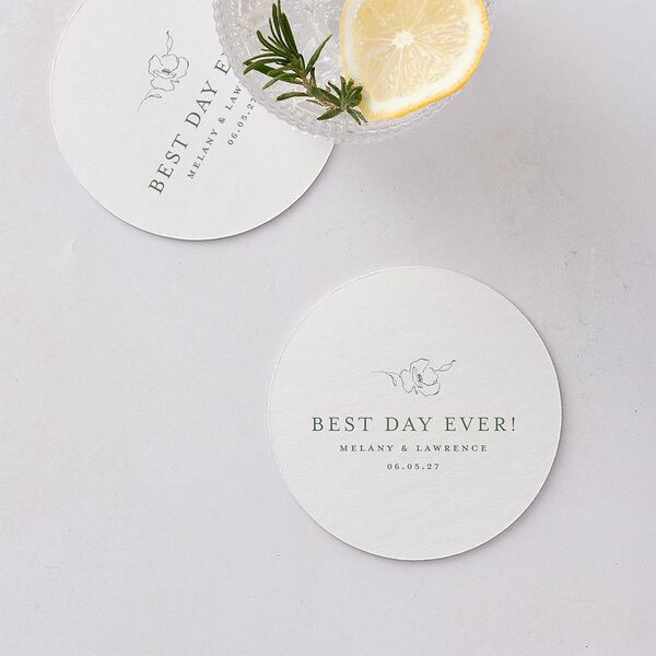Floral Adornment Coasters Eucalyptus Cardboard Circle