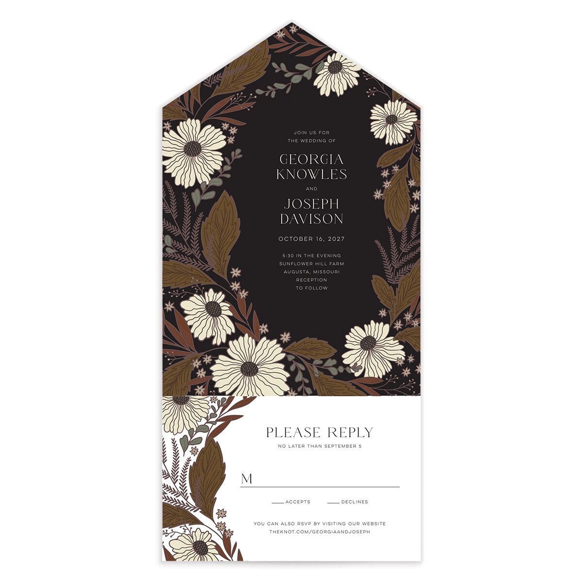 Forest Flowers All-in-One Wedding Invitations