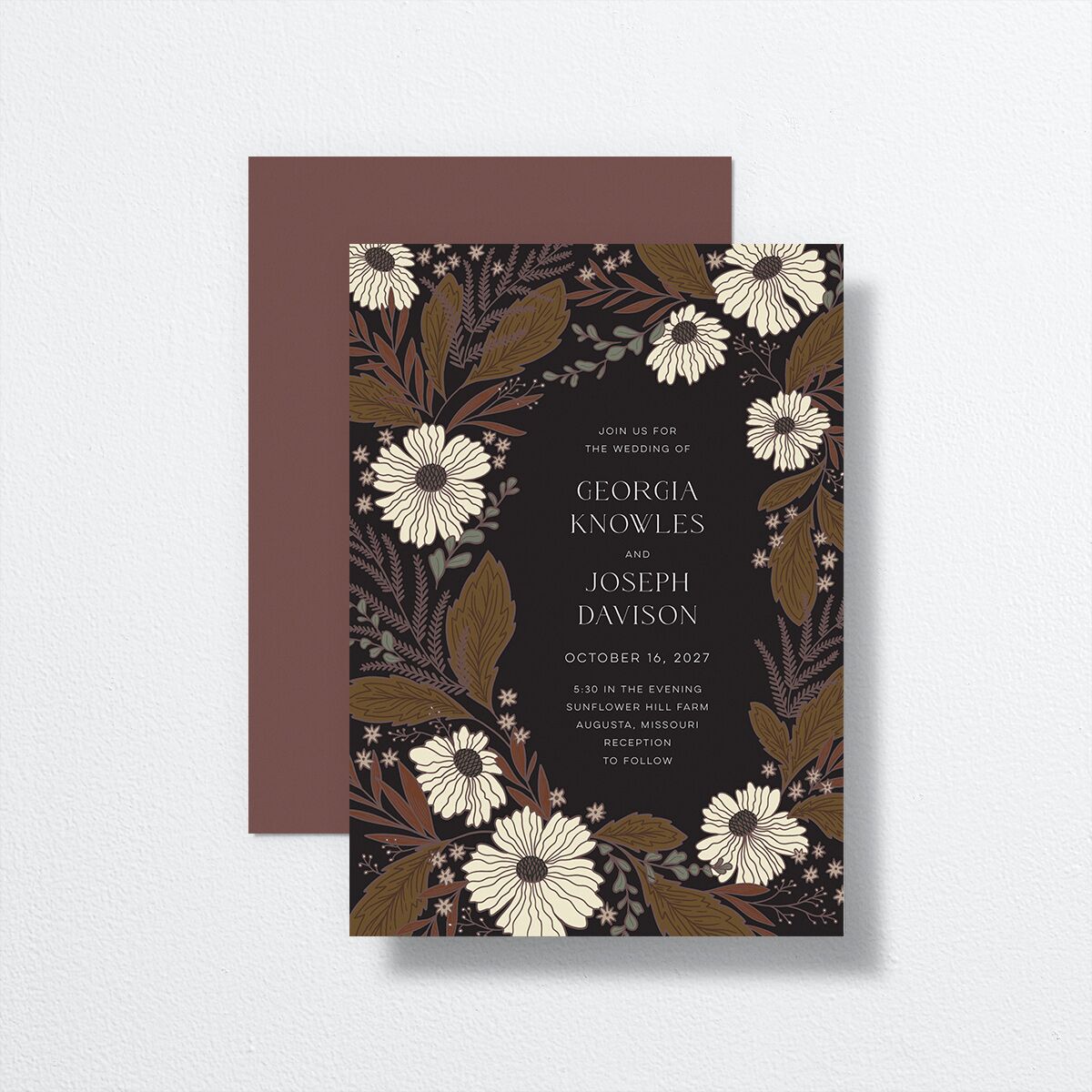 Forest Flowers Wedding Invitations Walnut Signature No