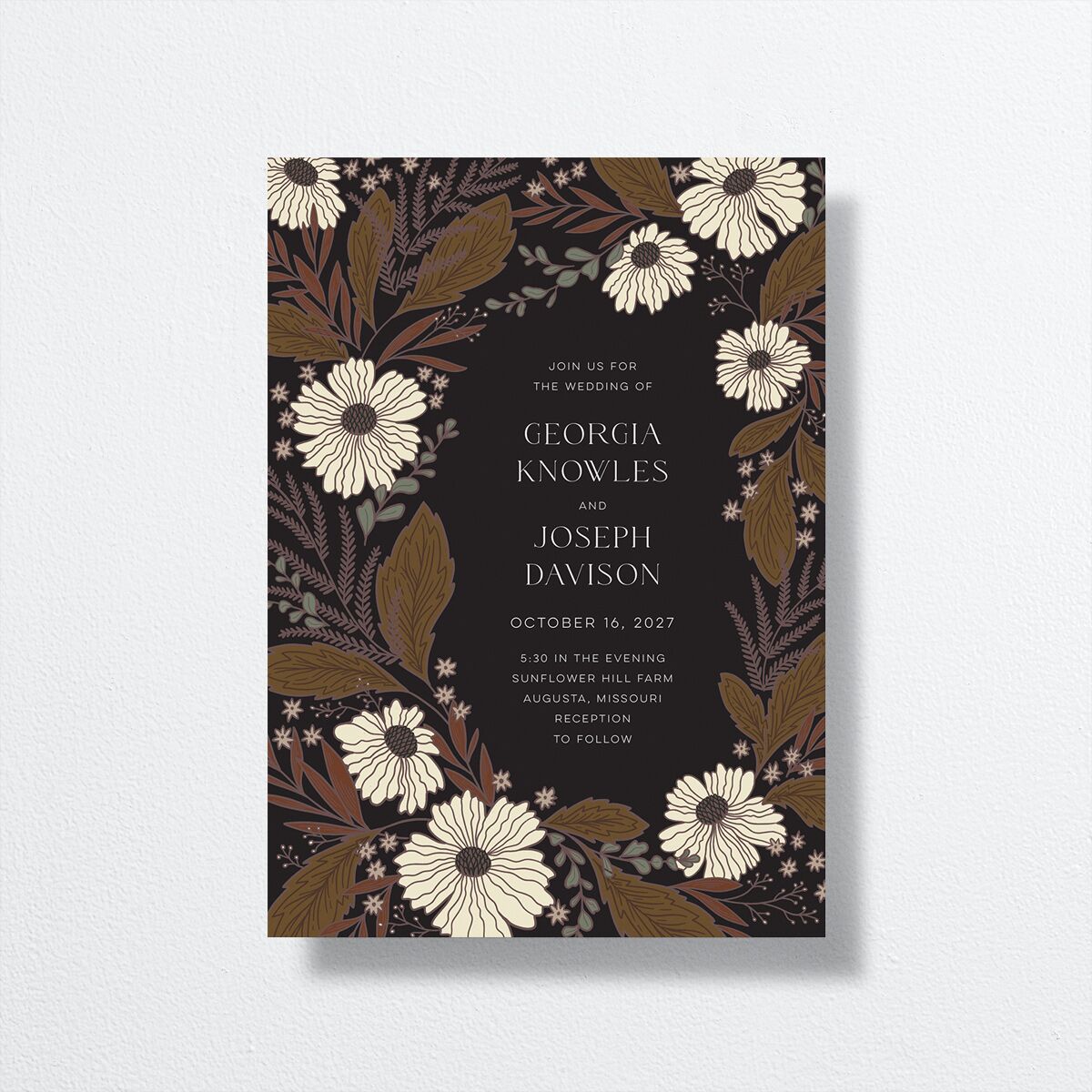 Forest Flowers Wedding Invitations Walnut Signature No