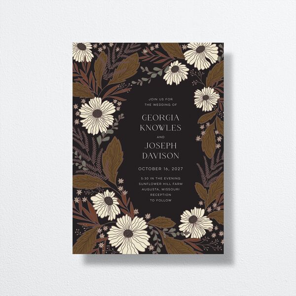 Forest Flowers Wedding Invitations Walnut Signature No