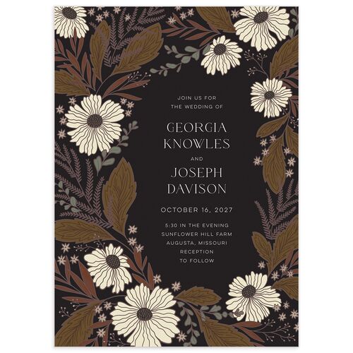 Forest Flowers Wedding Invitations - Brown