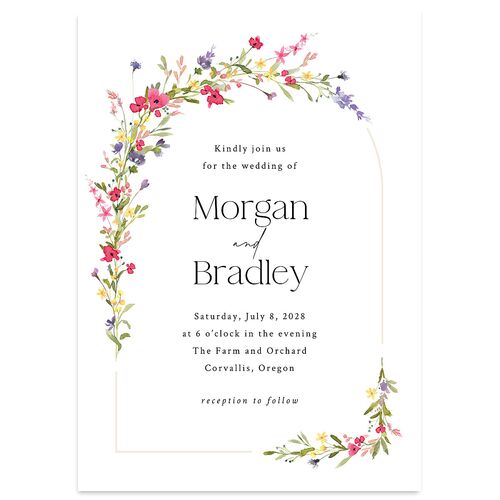 Wildflower Arch Wedding Invitations Pure White Signature Blank No Standard