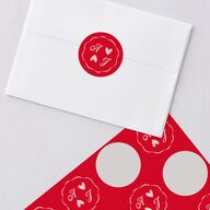 Hand Drawn Las Vegas Hearts Wedding Stickers Crimson Circle