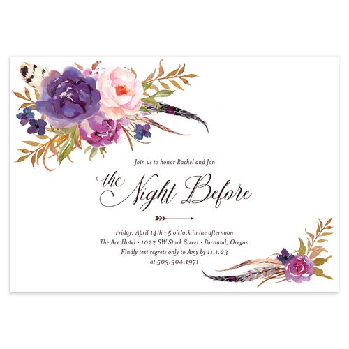 Bohemian Floral Rehearsal Dinner Invitations Pinot Signature Blank Standard
