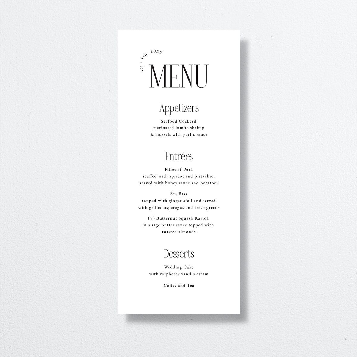 Accent Arches Menus front in Black