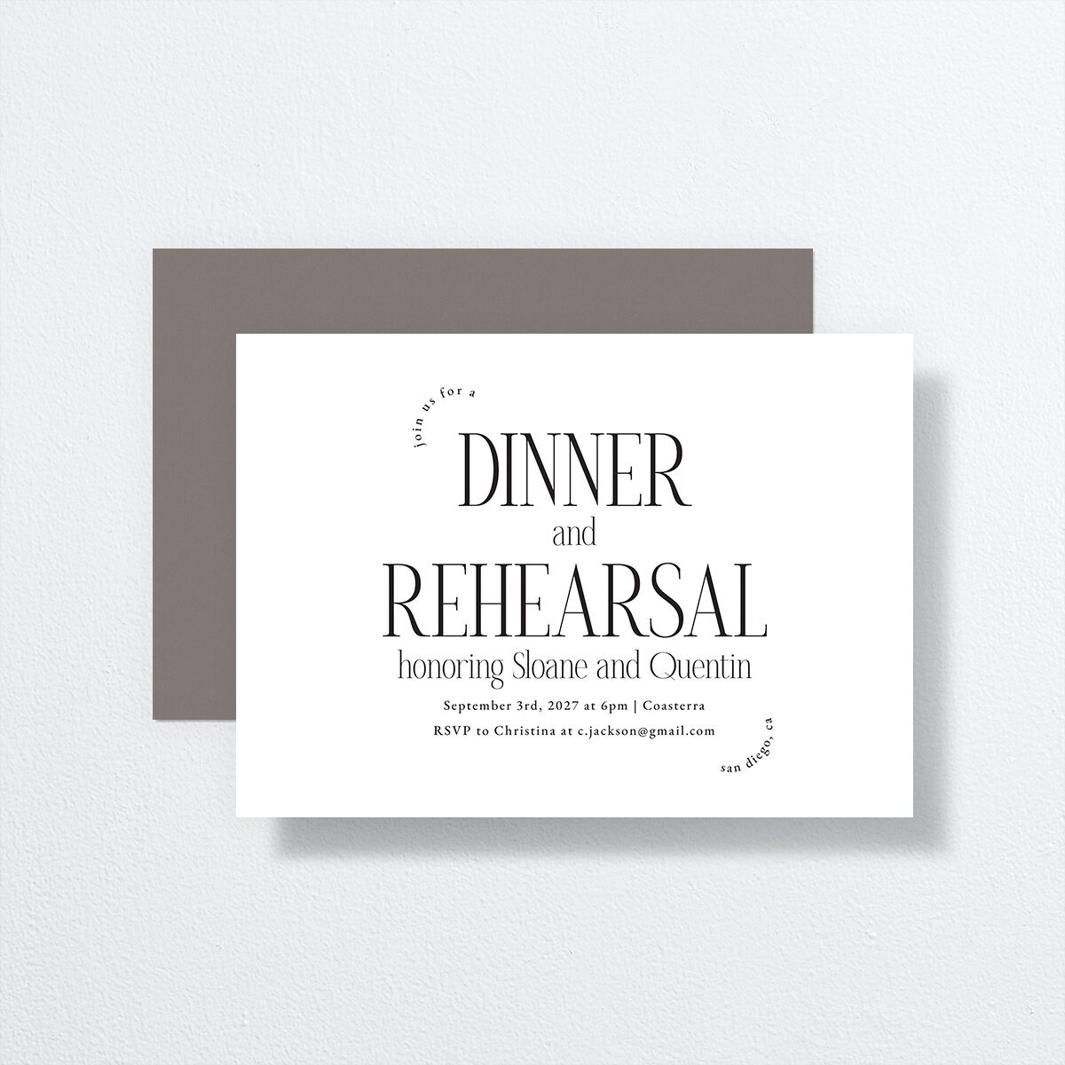 Accent Arches Rehearsal Dinner Invitations Licorice Signature