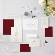 Elegant Lighthouse Foil Wedding Invitations Gold Maroon Signature Blank No Standard