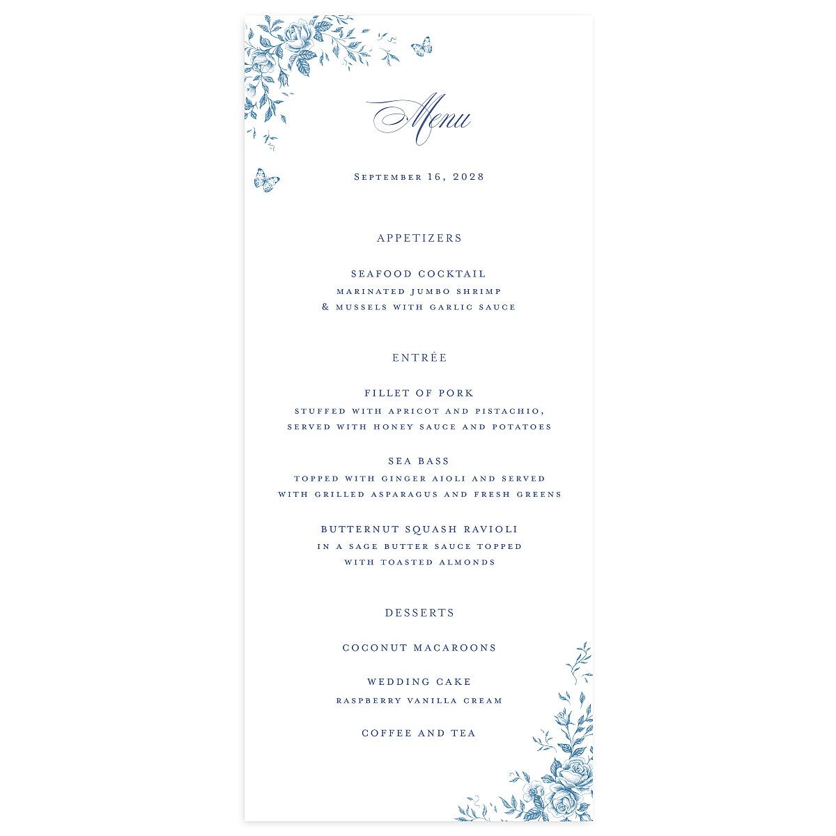 Elegant Rose Crest Menus