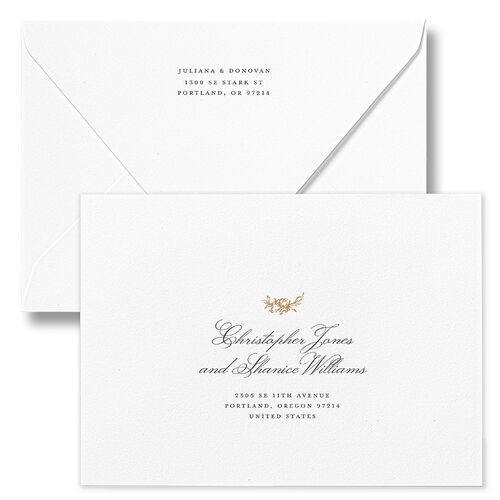 Medieval Castle Storybook Save The Date Card Euro Envelopes White Almond Both Recipient and Return Addresses Luxe Signature