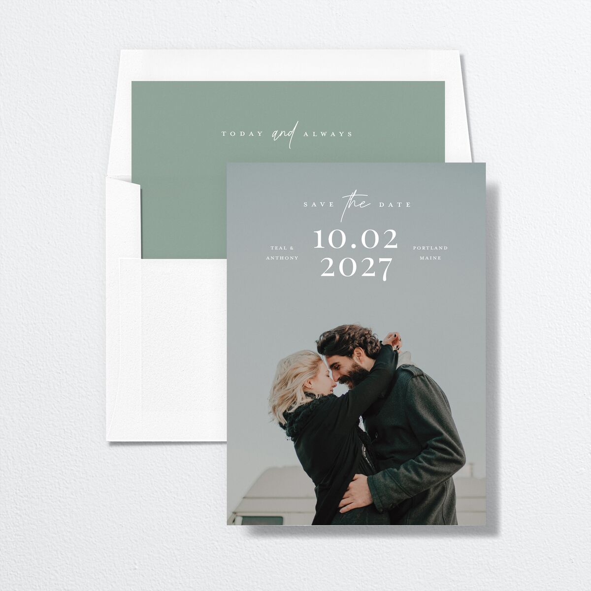 Our Date Save the Date Cards Eucalyptus Signature smooth No Standard