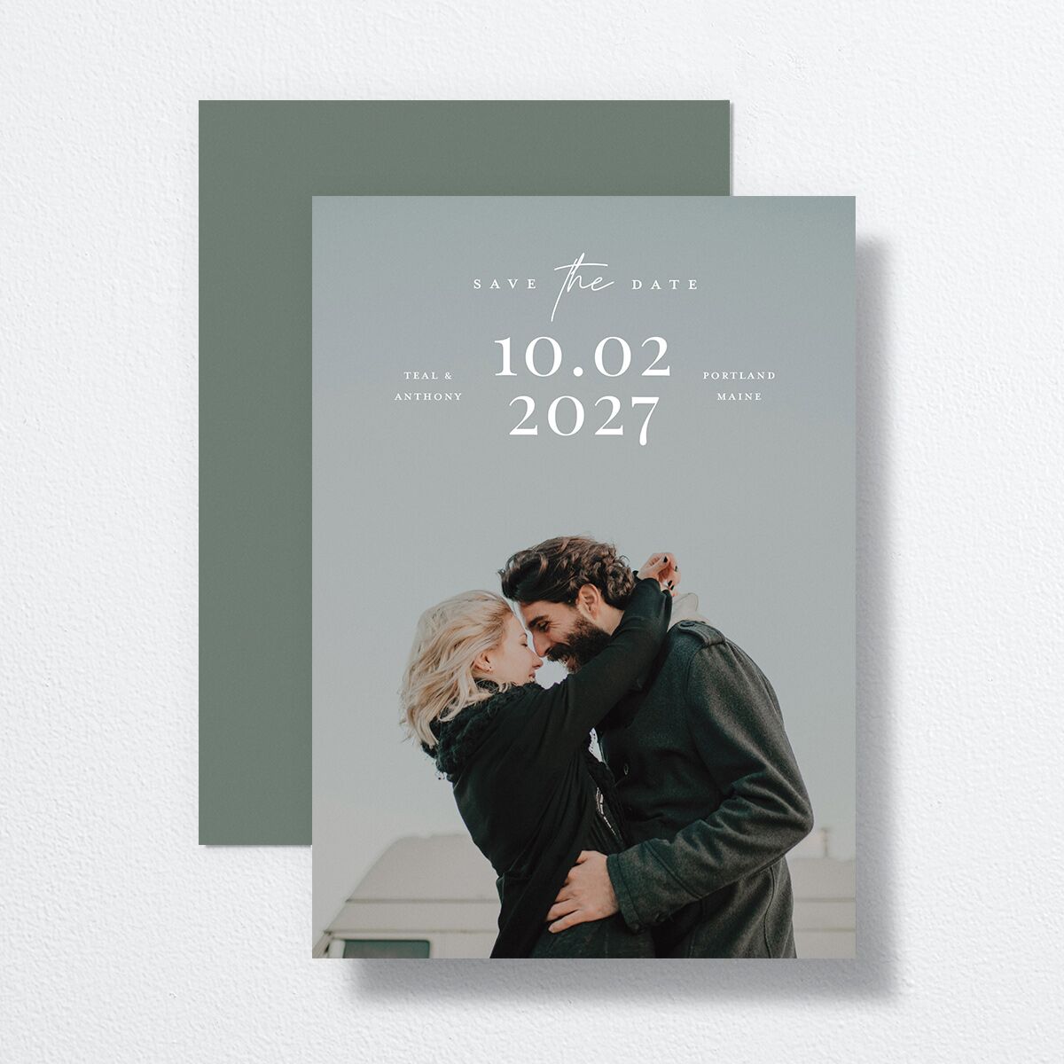 Our Date Save the Date Cards Eucalyptus Signature smooth No Standard