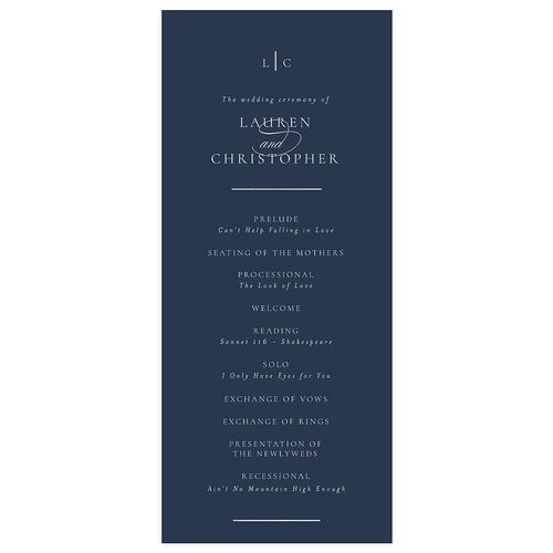 Timeless Frame Wedding Programs Silver Moody Blue Signature