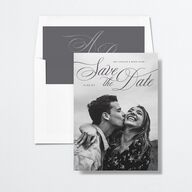 Grand Calligraphy Save the Date Cards Medieval Grey Signature smooth No