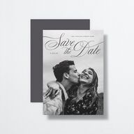 Grand Calligraphy Save the Date Cards Medieval Grey Signature smooth No