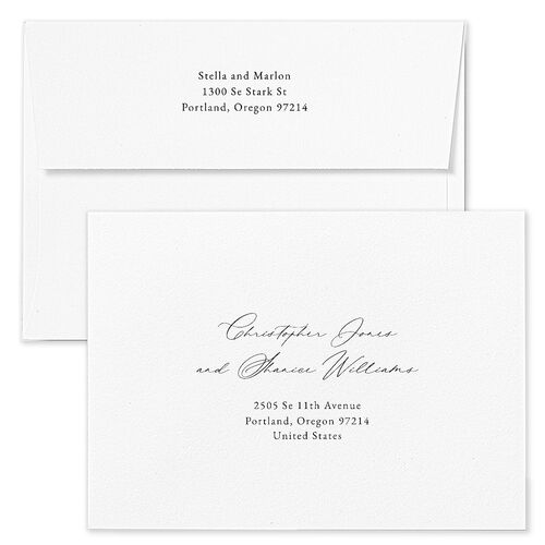 Timeless Floral Hoop Wedding Invitation Envelopes Blue Pure White Return Address Standard Signature