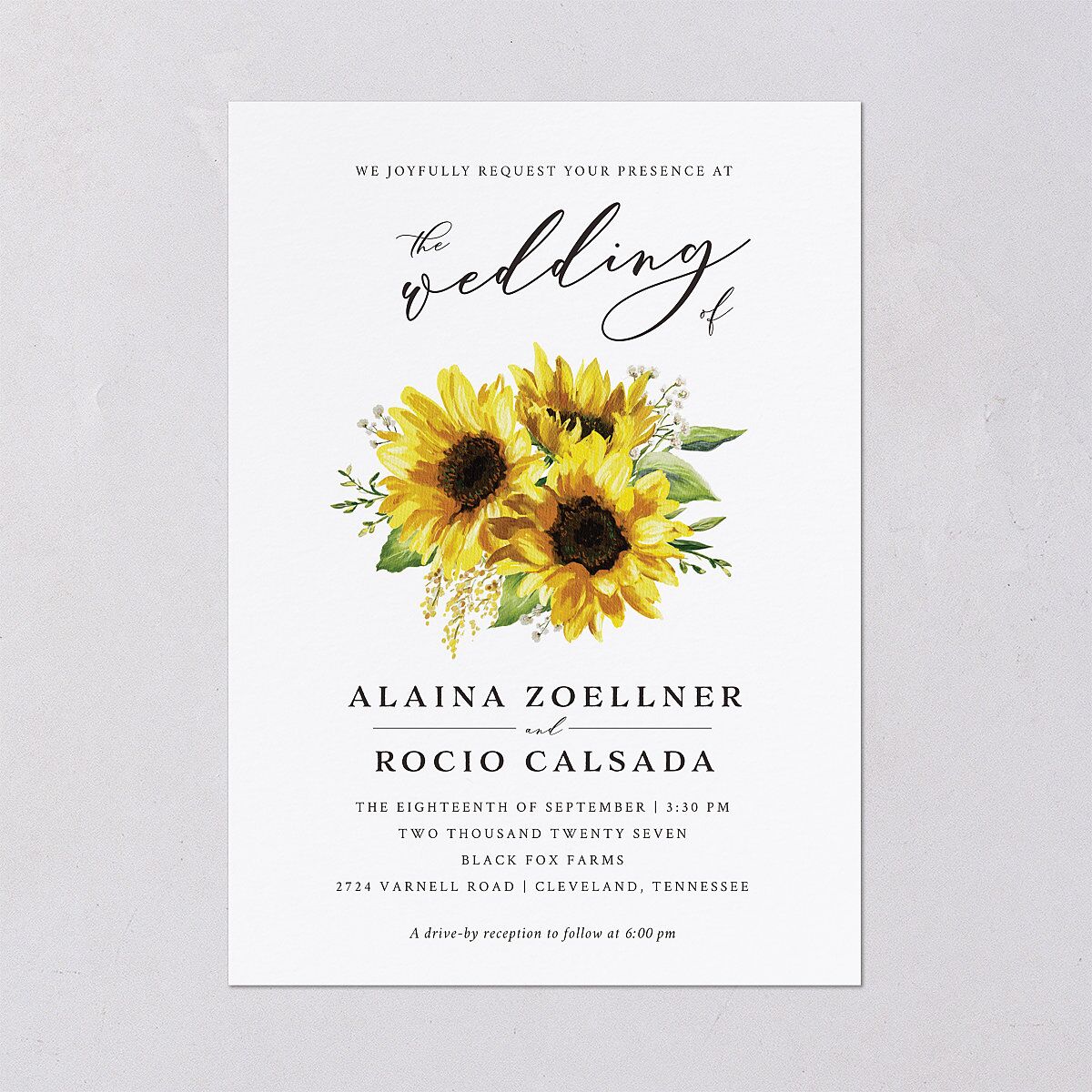 Rustic Sunflower Wedding Invitations Solar Power Signature Blank No Standard