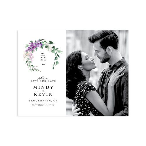 Romantic Wisteria Save the Date Petite Cards Purple Petal Signature smooth Blank No Standard