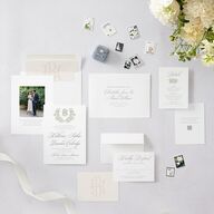 Luxury Floral Monogram Wedding Invitations Cotton Signature Blank No Standard
