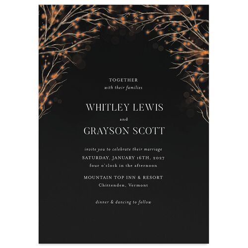Snowflake Branches Wedding Invitations Midnight Signature Blank No Standard