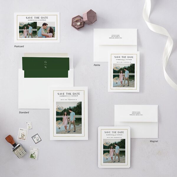 Greenery Frame Save The Date Magnets Pure White Magnet Paper